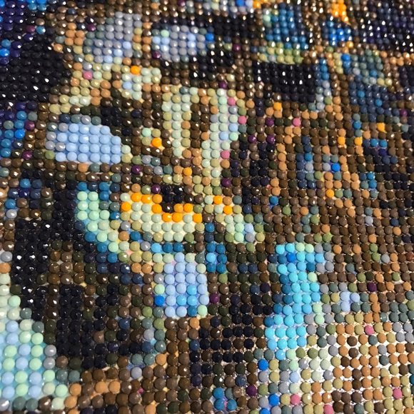 Diamond Dotz Bead Embroidery Completed Lion Head 10x13 Blue - Picture 3 of 4